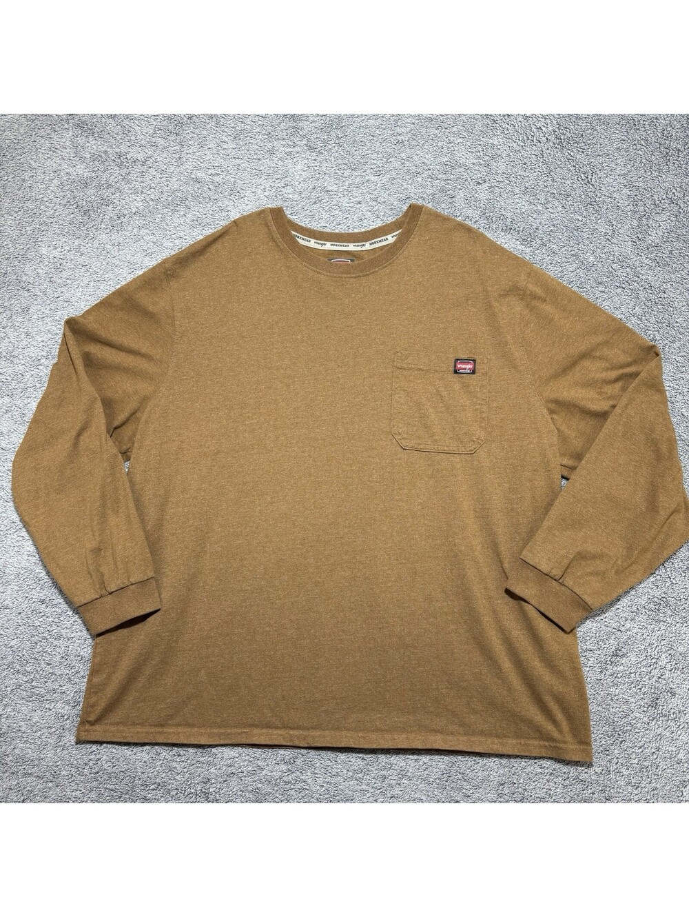 Wrangler Men’s 3XL Pullover Long Sleeve Workwear Pocket Sweatshirt Brown 54-56